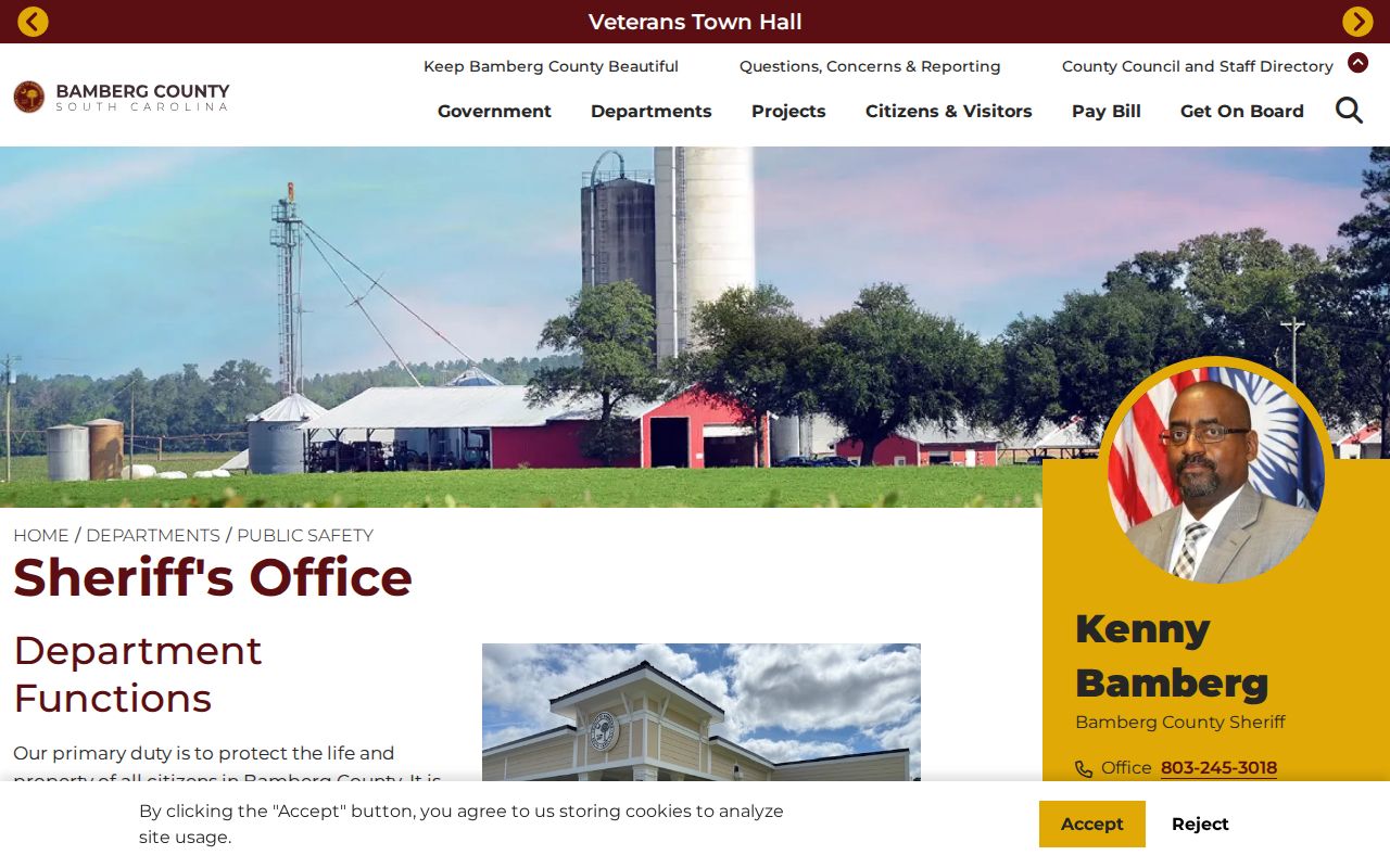 Bamberg County arrest lookup Sheriff records and FOIA fees