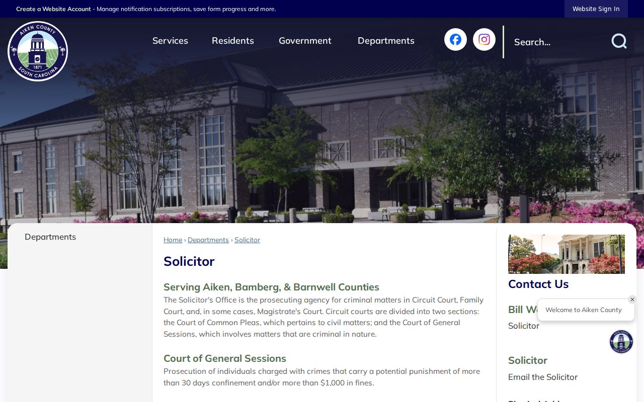 Bamberg County criminal court cases Second Circuit Solicitor site