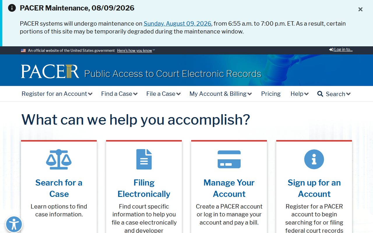 Bamberg County criminal history federal PACER records